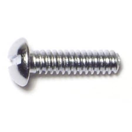 Midwest Fastener #6-32 x 1/2 in Slotted Round Machine Screw, Chrome Plated Steel, 60 PK 61525